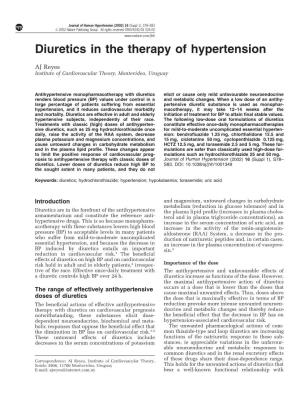 Diuretics in the Therapy of Hypertension