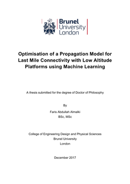 Optimisation of a Propagation Model for Last Mile Connectivity with Low Altitude Platforms Using Machine Learning