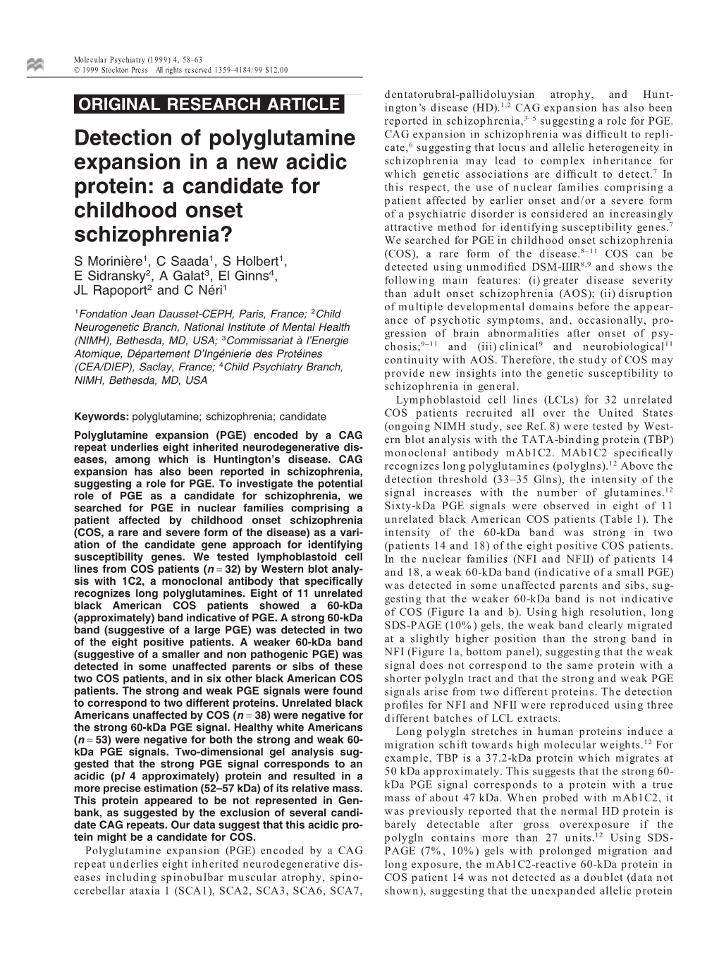 Detection of Polyglutamine Expansion in a New Acidic Protein