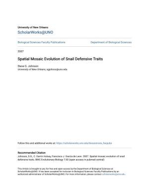 Spatial Mosaic Evolution of Snail Defensive Traits