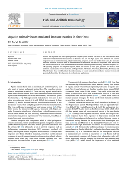 Aquatic Animal Viruses Mediated Immune Evasion in Their Host T ∗ Fei Ke, Qi-Ya Zhang