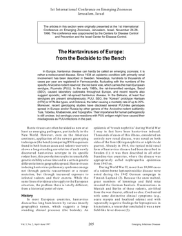 The Hantaviruses of Europe: from the Bedside to the Bench