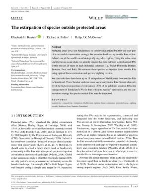 The Extirpation of Species Outside Protected Areas