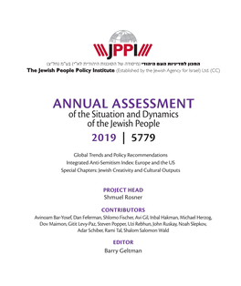 ANNUAL ASSESSMENT of the Situation and Dynamics of the Jewish People 2019 | 5779