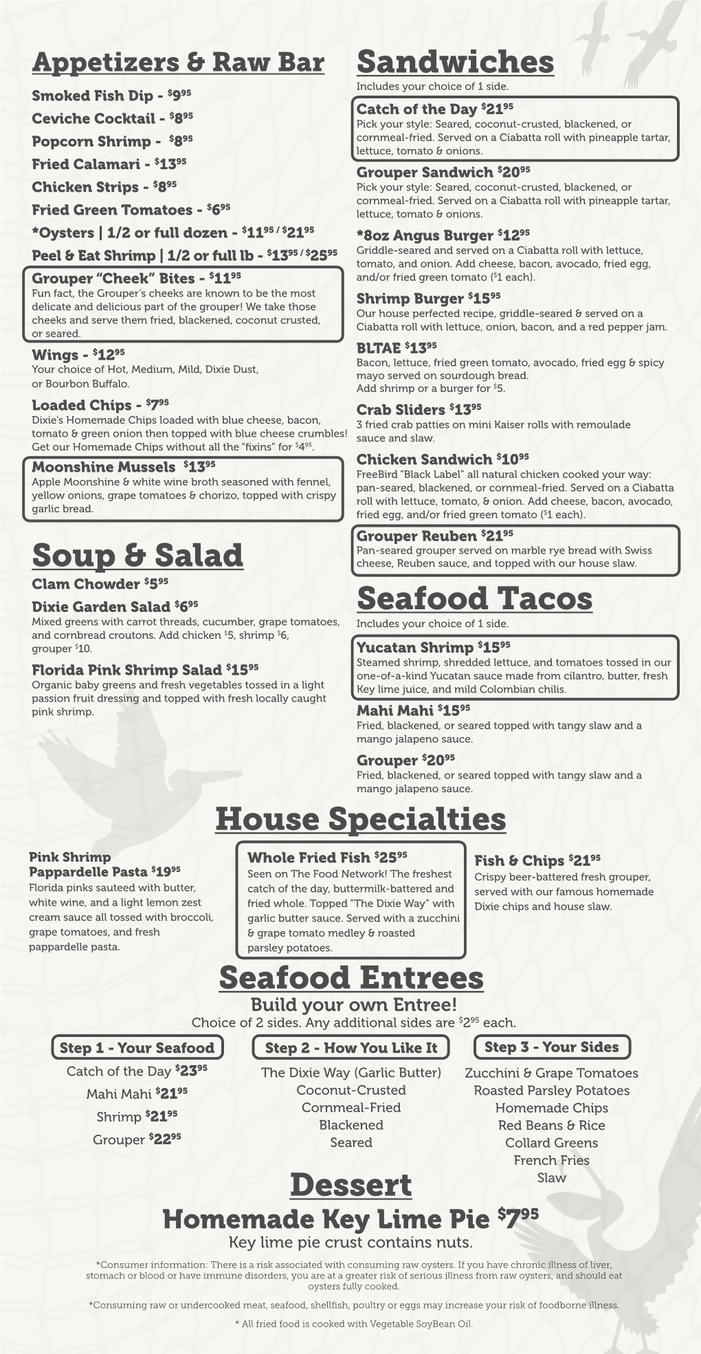 Seafood Entrees Soup & Salad House Specialties