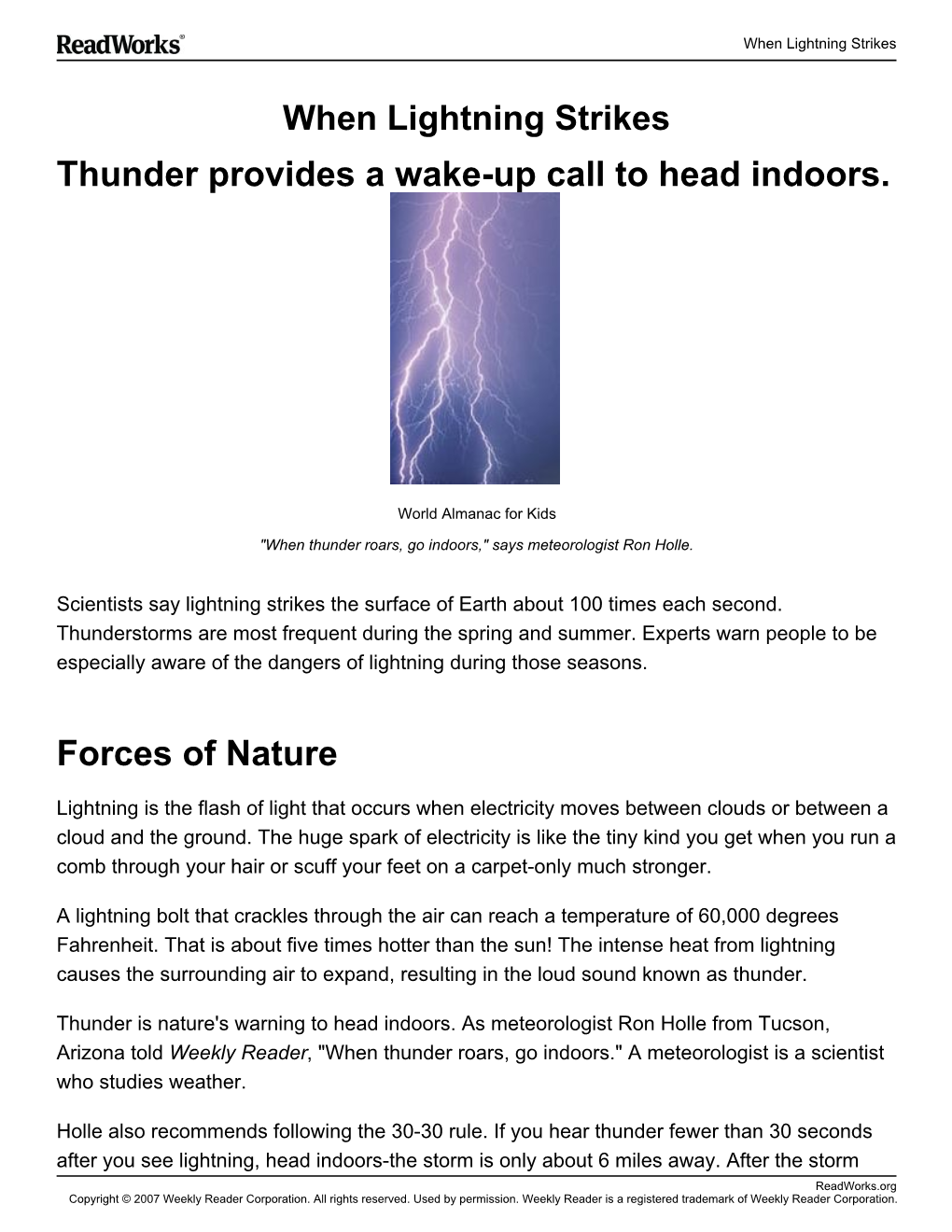 Thunder Provides a Wake-Up Call to Head Indoors. Forces of Nature