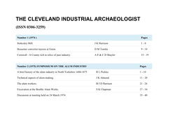 The Cleveland Industrial Archaeologist (Issn 0306-3259)