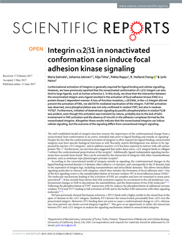 Integrin Α2β1 in Nonactivated Conformation Can Induce Focal