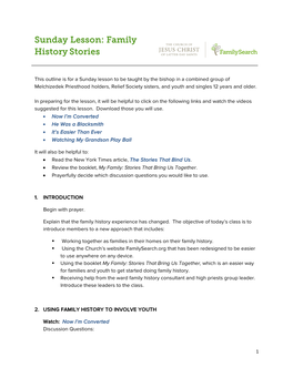 Sunday Lesson: Family History Stories