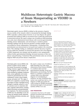 Multilocus Heterotopic Gastric Mucosa of Ileum Masquerading As VEOIBD in Anewborn Livia Lindoso, MD,A Cortney R