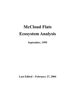 Mccloud Flats Ecosystem Analysis
