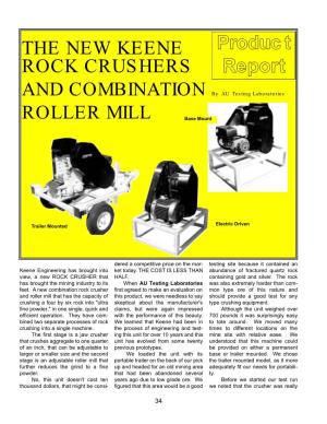 THE NEW KEENE ROCK CRUSHERS ROLLER MILL Produc T Report