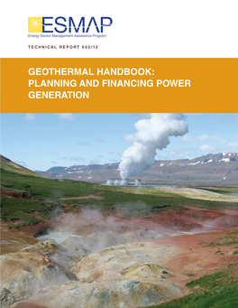 Geothermal Handbook: Planning and Financing Power Generation