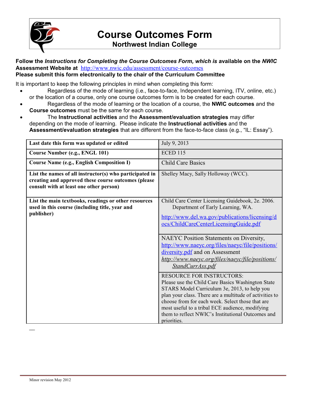 Course Outcomes Form s3