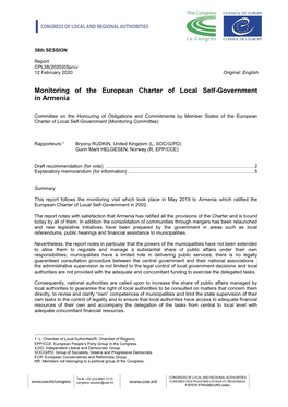 Monitoring of the European Charter of Local Self-Government in Armenia
