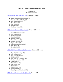 May 2015 Sunday Morning Talk Show Data