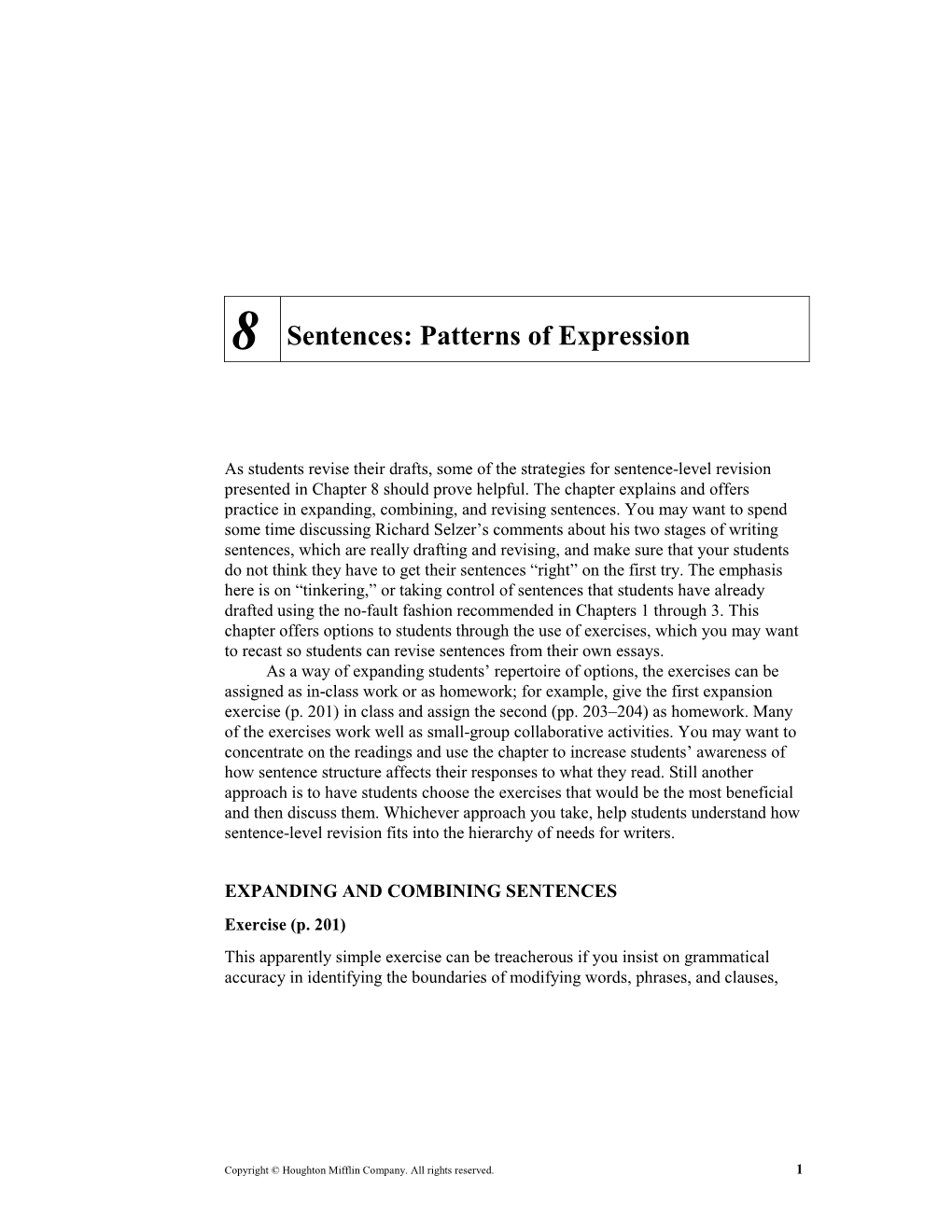 8 Sentences: Patterns of Expression