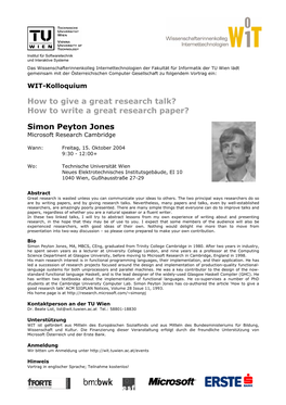 How to Write a Great Research Paper? Simon Peyton Jones