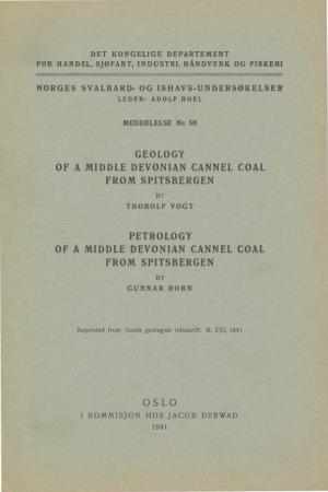 Geology of a Middle Devonian Cannel Coal from Spitsbergen
