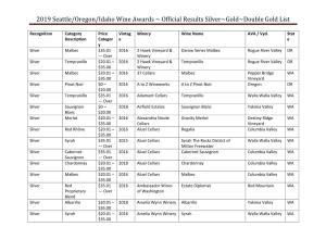 2019 Seattle/Oregon/Idaho Wine Awards ~ Official Results Silver~Gold~Double Gold List