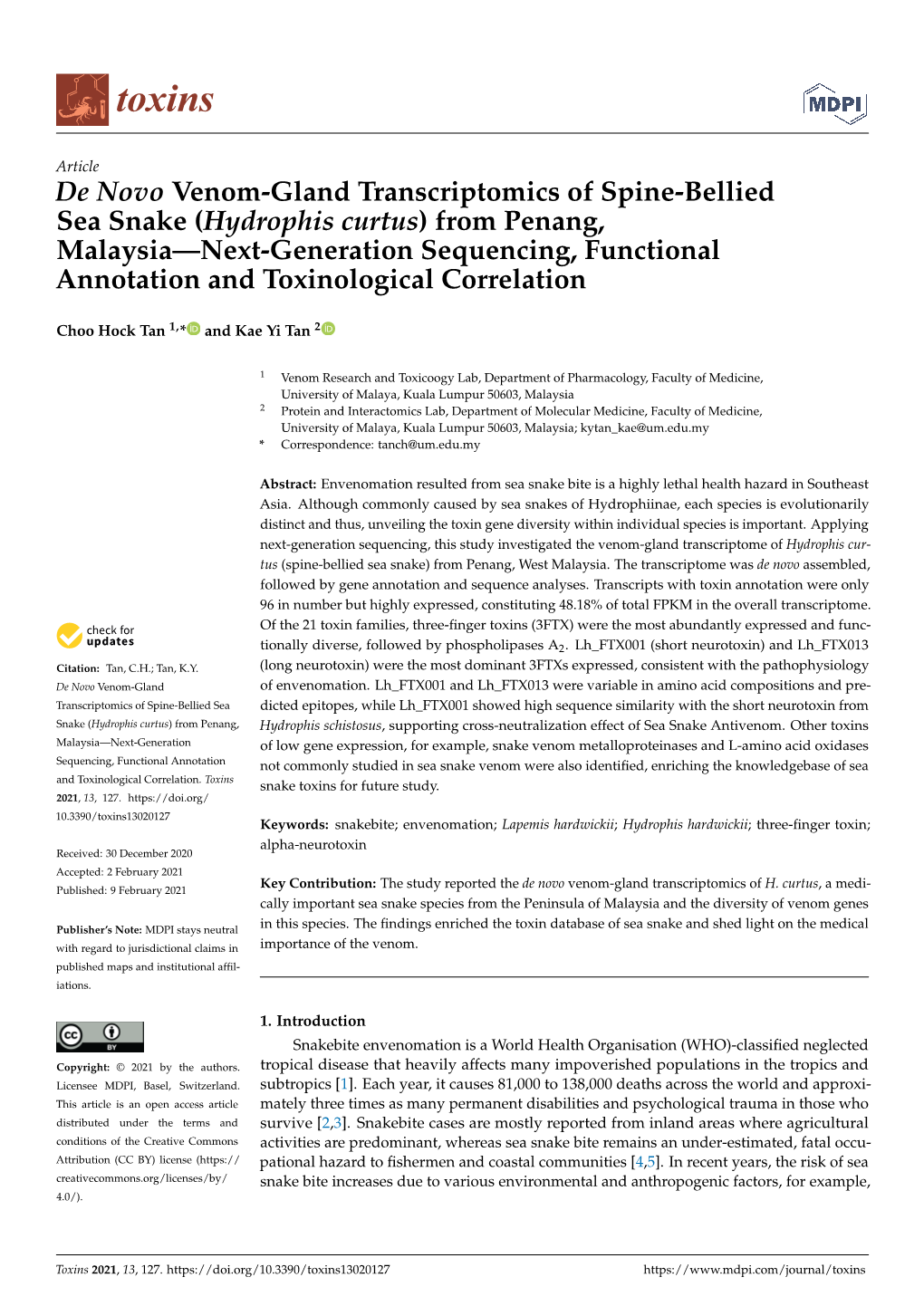 De Novo Venom-Gland Transcriptomics of Spine