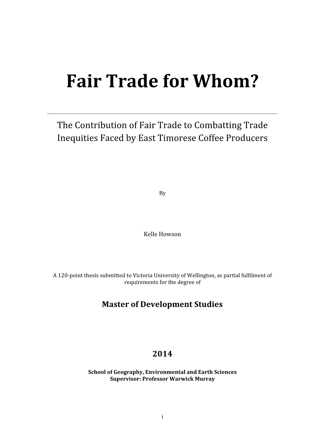 Fair Trade for Whom?