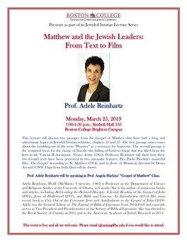 Matthew and the Jewish Leaders: from Text to Film
