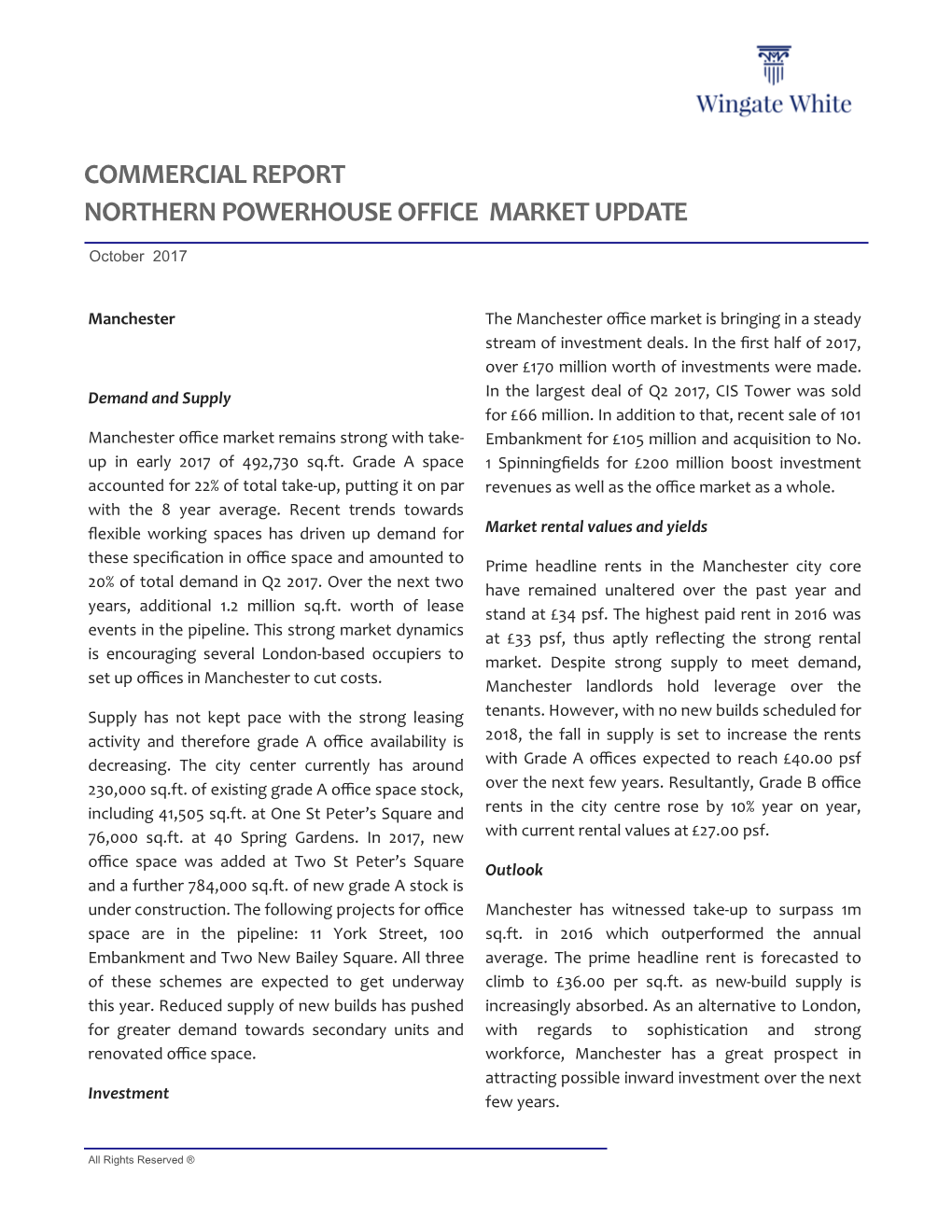 Commercial Report Northern Powerhouse Office Market Update