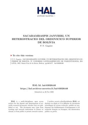 Sacabambaspis Janvieri, Un Heterostraceo Del Ordovicico Superior De Bolivia P.-Y