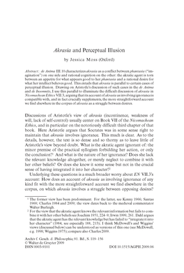 Akrasia and Perceptual Illusion by Jessica Moss (Oxford)