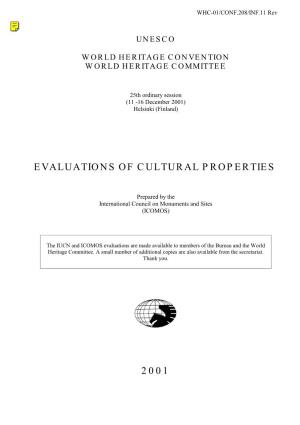 Evaluations of Cultural Properties 2001
