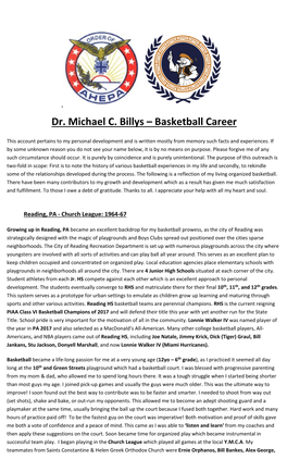 Dr. Michael C. Billys – Basketball Career