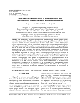 Influence of the Flavonoic Contents of Taraxacum Officinale and Anacyclus Clavatus on Ruminal Methane Production in Batch System