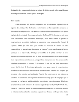 Comportamiento De Caracteres En Bulbostylis 169 Evaluación Del Comportamiento De Caracteres De Inflorescencia Sobre Una Filogen