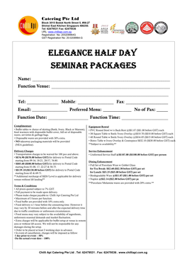 Elegance Half Day Seminar Packages
