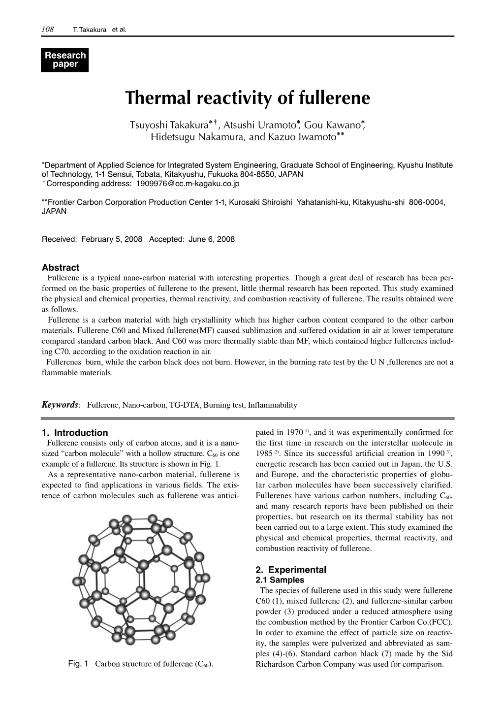 Thermal Reactivity of Fullerene