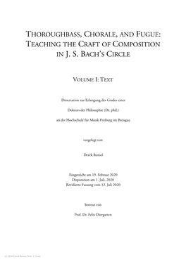 Thoroughbass, Chorale, and Fugue: Teaching the Craft of Composition in J