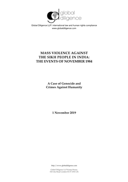 Mass Violence Against the Sikh People in India: the Events of November 1984