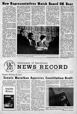 University of Cincinnati News Record. Friday, March 7, 1969. Vol. LVI, No