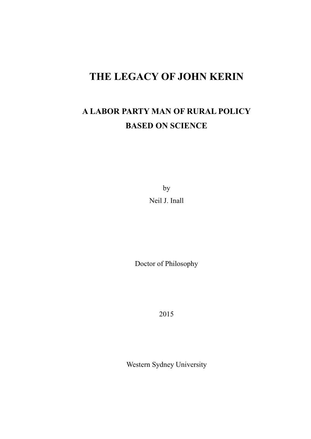 The Legacy of John Kerin