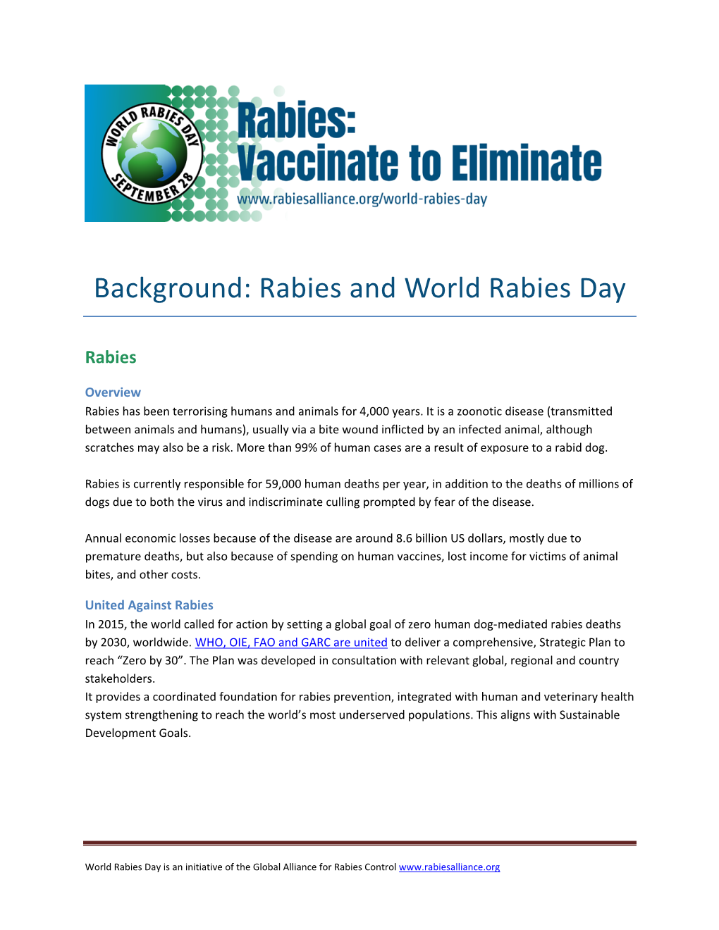Background: Rabies and World Rabies Day