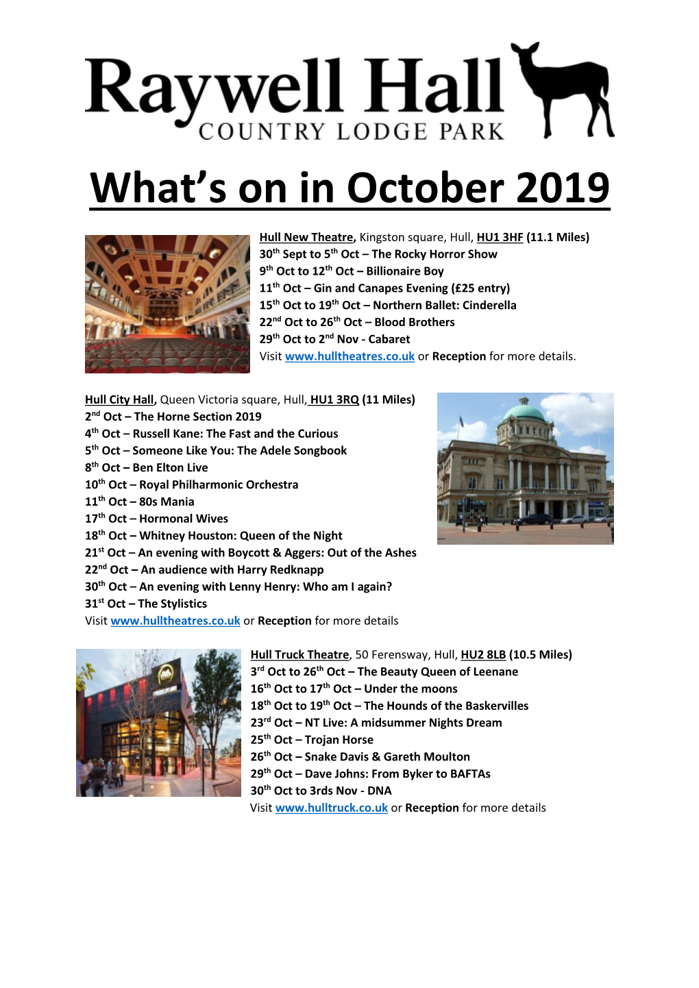 What's on in October 2019
