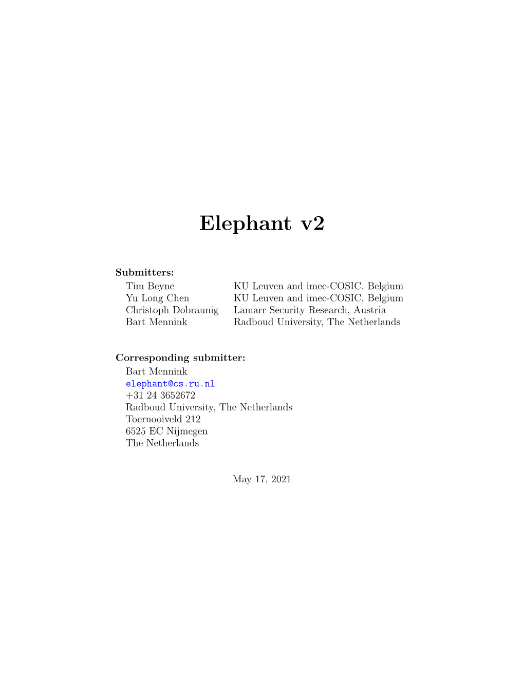 Elephant V2 Specification