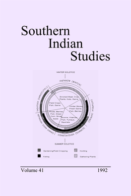 Southern Indian Studies, Vol. 41