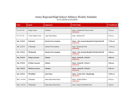 Amity Regional High School Athletics Weekly Schedule 5/11/2018-5/19/2018