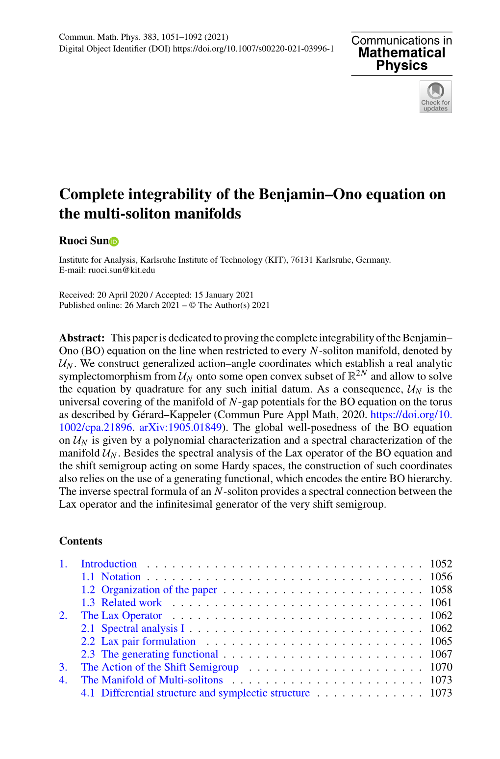 Complete Integrability of the Benjamin–Ono Equation on the Multi-Soliton Manifolds