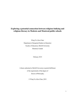 Exploring a Potential Connection Between Religious Bullying and Religious Literacy in Modesto and Montreal Public Schools