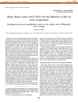 Henry Bence Jones (1813–1873): on the Influence of Diet On