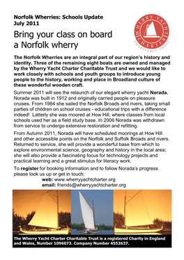 Bring Your Class on Board a Norfolk Wherry