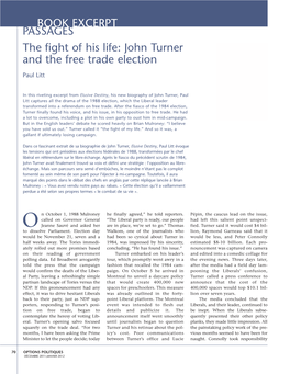 John Turner and the Free Trade Election BOOK EXCERPT for the Daycare Botch-Up to Shield Ed